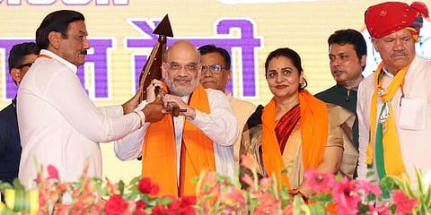 Union Home Minister Amit Shah during a party rally, in Sirsa, Sunday, June 18, 2023. (Photo | PTI)