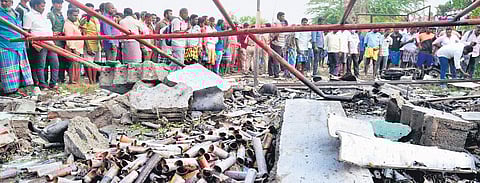 The explosion completely damaged the firecracker unit at S Gollapatti village