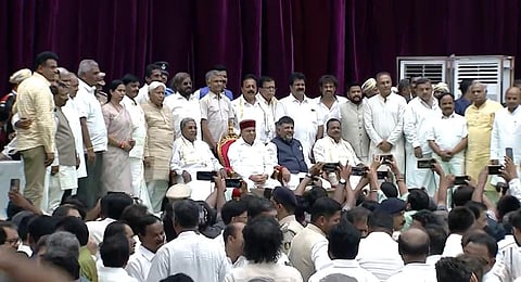 Chief Minister Siddaramaiah-led cabinet.(Photo | Screengrab , INC Twitter)