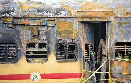 Photos of Kannur Train arson attack.