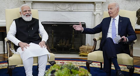FILE - President Joe Biden meets with Indian Prime Minister Narendra Modi in the Oval Office of the White House, Sept. 24, 2021, in Washington. (Photo | AP)