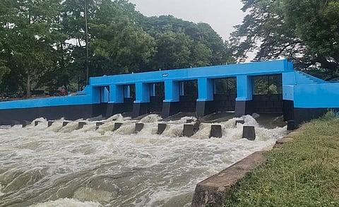 Cauvery river waters flows through the regulator at Thiruvalangadu in Mayiladuthurai district, on Tuesday | EXPRESS