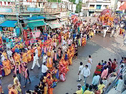Chariots of Jagannath temple in Chandni Chowk being pulled in Cuttack | Express