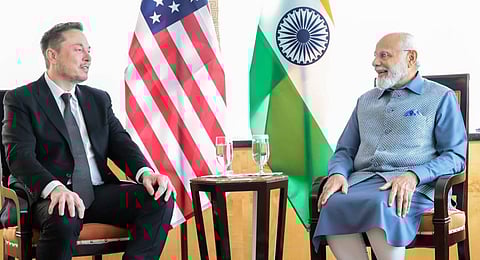 Elon Musk and PM Modi. (Photo | Twitter, Narendra Modi @narendramodi)