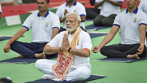 Prime Minister Narendra Modi doing yoga (File | PTI)