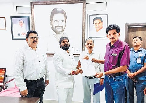 Minister V Srinivas Goud hands over documentation required for UNESCO recognition to officials on Tuesday