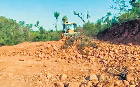 Construction has begin at the new judicial complex in Raika-Bahu forest. (Photo | EPS)