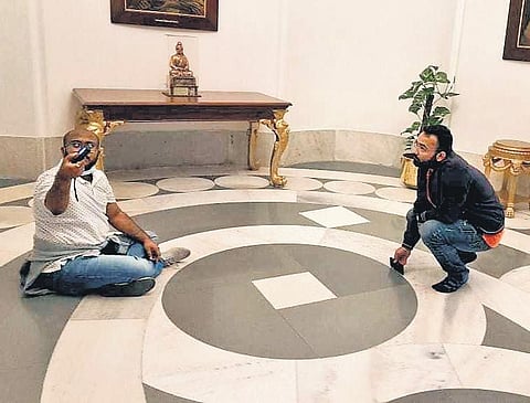 Researchers Chandigarh College of Architecture studies the patterns and geometrical designs of Rashtrapati Bhawan. (Photo | EPS)