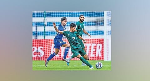 Action from the match between Pakistan & Kuwait. Pakistan lost 0-4.