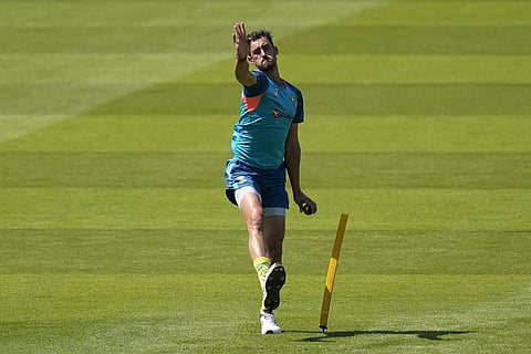 Australia's Mitchell Starc attends a nets practice session at Lord's Cricket Ground, London, Sunday, June 25, 2023. (Photo | AP)
