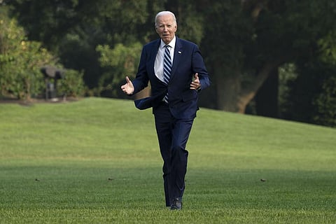 US President Joe Biden gestures to members of the media, Wednesday, June 28, 2023, from the South Lawn of the White House in Washington. (Photo | AP)