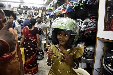 Parents are buying helmets for their school-going children. The sale of children-size helmets is almost equal to the sale of adult-size helmets