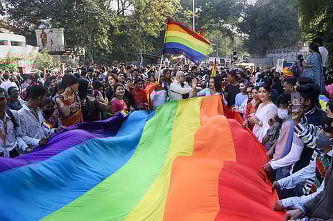 LGBTQ members take part in a pride parade. (Photo | PTI)