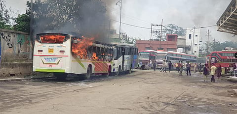 Fire broke out at Birsa Munda Bus Stand in Ranchi (Photo | EPS)