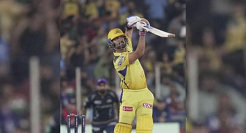 Ajinkya Rahane plays a shot during the IPL 2023 for CSK against Gujarat Titans (Photo | PTI)