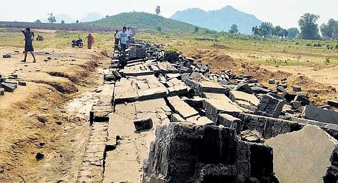 The site at Malkangiri airstrip where the perimeter wall collapsed | Express