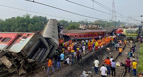Rescue operations at the Balasore train crash site. (Photo | AFP)
