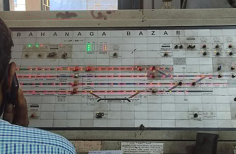 Bahanaga Bazar station panel room (Express Photo | Hemant Kumar Rout)