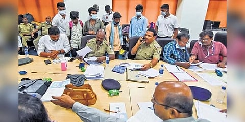 Authorities were busy with paperwork before handing over cheques to kin of train crash victims at AIIMS in Bhubaneswar on Tuesday (Photo | Debadatta Mallick)