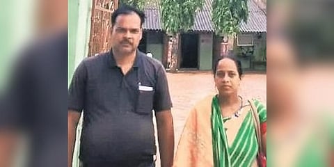 Bahanaga High School headmistress Pramila Swain with her husband Manibhadra I Express