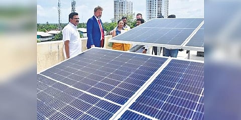 German Ambassador Dr Philip Ackerman inaugurating the sustainable neighbourhood project at GHSS Elamakkara