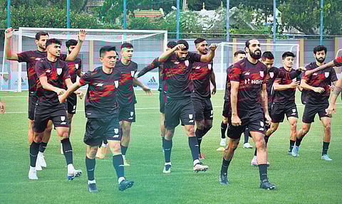 Team India training ahead of the all-important clash against Lebanon | Express