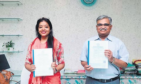 State Panchayati Director Nisha Oraon with KILA Director | Express