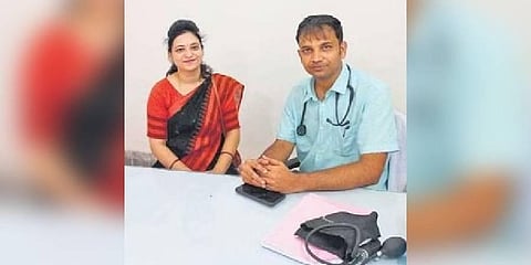 Sanjeeb Mishra and wife Gita | Express