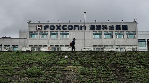 FILE - Foxconn headquarters in the Tucheng District, New Taipei City.