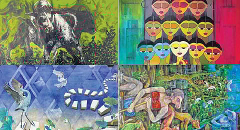 Artworks on display at the gallery. (Photo | Express)