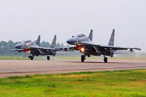 FILE - An image of two Chinese SU-30 fighter jets taking off from an unspecified location, used for representational purposes only. (Photo | AP)