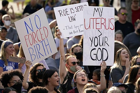 FILE - Abortion-rights protesters cheer at a rally, June 24, 2022, in Des Moines, Iowa. (Photo | AP)
