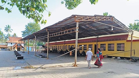 A temporary pandal erected on the premises of Thiruvallam Sree Parasurama Temple. (Photo | BP Deepu)