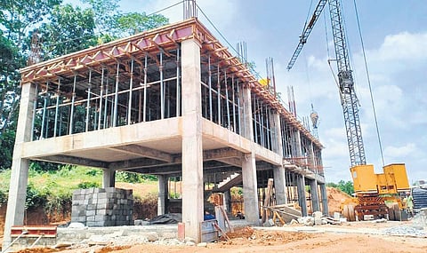 Construction of the rice park progressing at Mulakuzha, Chengannur (Photo | Express)
