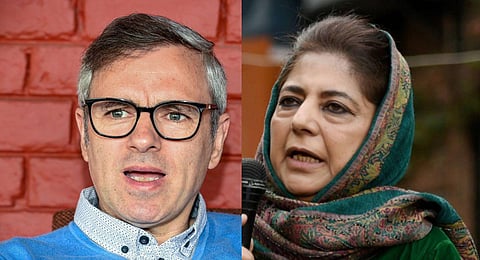 FILE - A collage of J-K NC vice president Omar Abdullah and PDP chief Mehbooba Mufti, used for representational purposes only. (Photo | PTI)