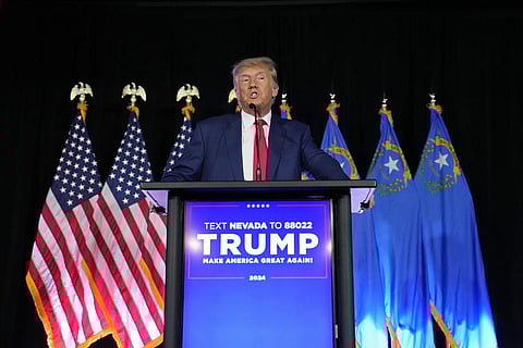 Former President Donald Trump speaks at a campaign event, July 8, 2023, in Las Vegas. (Photo | AP)