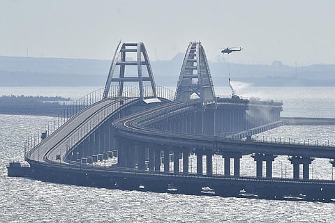 Traffic on the key bridge connecting Crimea to Russia’s mainland has been halted amid reports of explosions. The governor of Crimea announced the closure early Monday, July 17, 2023. (Photo | AP)