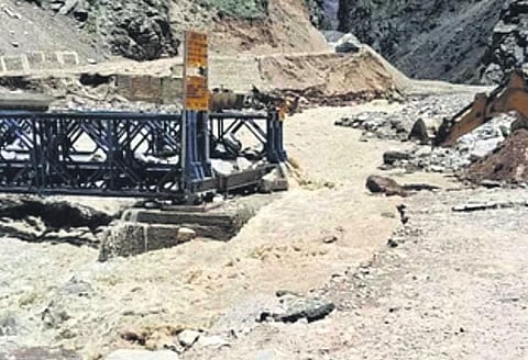 A bridge built by Border Roads Organisation (BRO) collapsed in Malari near Joshimath on Sunday | express