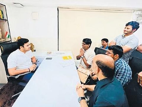 Karnataka Home Buyers Forum members call on Bengaluru South MP Tejasvi Surya on Sunday | Express