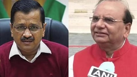(L) Delhi CM Arvind Kejriwal. (File Photo | PTI). (R)Delhi L-G VK Saxena (File | ANI)