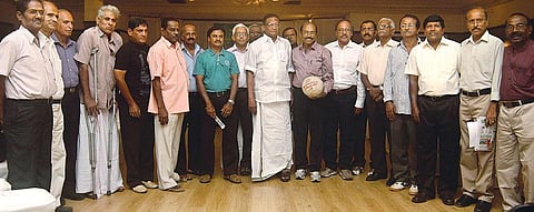 Members of the 1973 Kerala Football team, which lifted the Santosh Trophy for the first time. (Photo | Express)