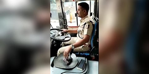 Assistant Commissioner of Police Ramachandra driving bus after BMTC driver suffers seizures