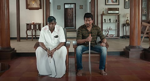 Actors Vadivelu and Udhayanidhi Stalin in 'Maamannan'.