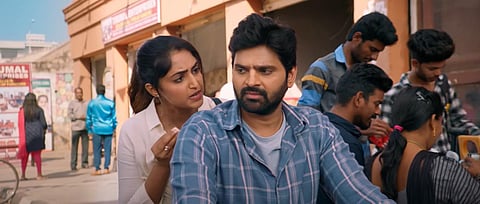 Reba Monica John and Sree Vishnu in 'Samajavaragamana'.