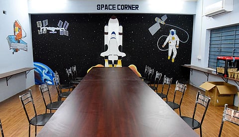 The STEM Innovation learning center set up at the Adi Dravidar Welfare Girls Higher Secondary School in Kattur in Tiruchy. (Photo | M K Ashok Kumar)