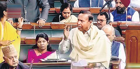 FILE - DMK’s TR Baalu speaks in Parliament in New Delhi. (Photo | PTI)