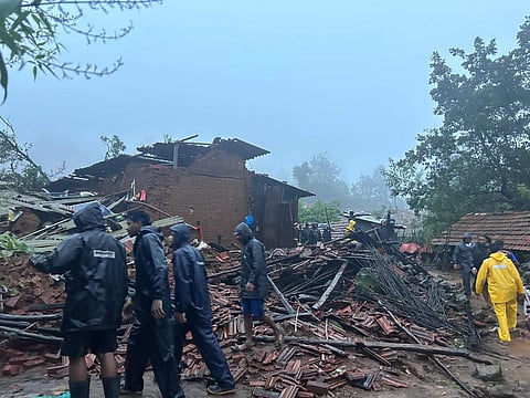Search and rescue operation underway after a landslide at Irshalwadi village in Raigad district, Thursday, July 20, 2023. (Photo | PTI)
