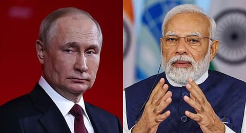 Russian Federation President, Vladimir Putin(left) and Indian Prime Minister Narendra Modi (right) (Photo | PTI)