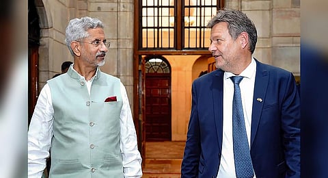 External Affairs Minister S Jaishankar with German Vice Chancellor Robert Habeck, in New Delhi, Thursday, July 20, 2023. (Photo | PTI)