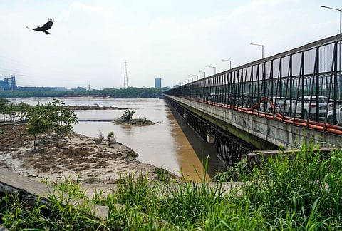 Swollen Yamuna river at ITO, in New Delhi. (Photo | PTI)